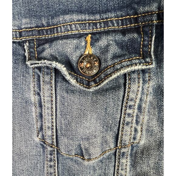 Women's Lucky Brand Tomboy Trucker Light Blue Denim Jean Jacket - Size S - Picture 4 of 8